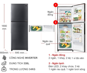 Tủ lạnh Sharp Inverter 330 lít SJ-XP352AE-DS 2023