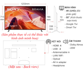 Google Tivi Sony 4K 55 inch KD-55X80L 2023