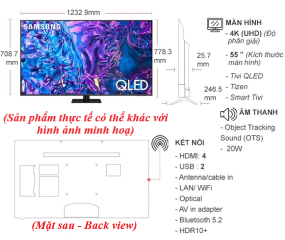 Smart Tivi QLED Samsung 4K 55 inch QA55Q70D 2024