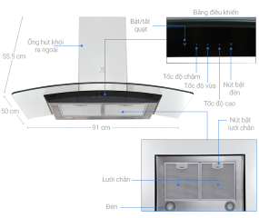 Máy hút mùi kính cong Electrolux EFC936GAR