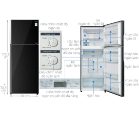 Tủ lạnh Hitachi Inverter 406 lít R-FVX510PGV9 GBK