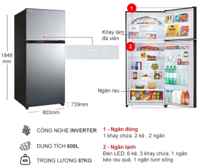 Tủ lạnh Toshiba Inverter 608 lít GR-AG66VA X