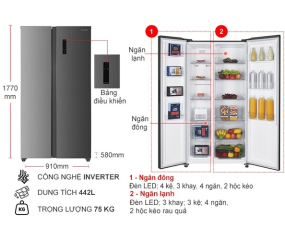 Tủ lạnh Sharp Inverter 442 lít SJ-SBX440V-SL