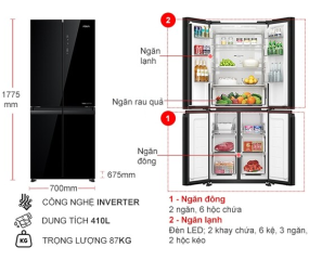 Tủ lạnh Aqua Inverter 410 lít AQR-M466XA(GB) 2024