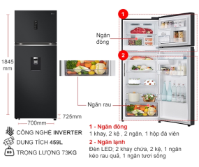 Tủ lạnh LG Inverter 459 lít LTD46BLMA 2024