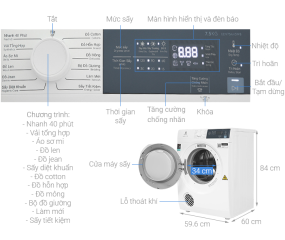 Máy sấy thông hơi Electrolux 7.5 kg EDV754H3WB