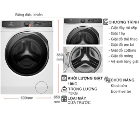 Máy giặt Electrolux UltimateCare 700 Inverter 10 kg EWF1043R7WC 2024