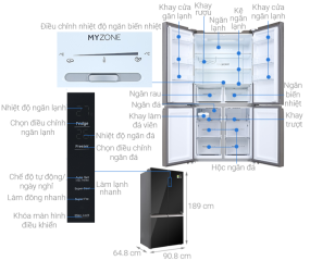 Tủ lạnh Aqua Inverter 549 lít AQR-IG636FM(GB)