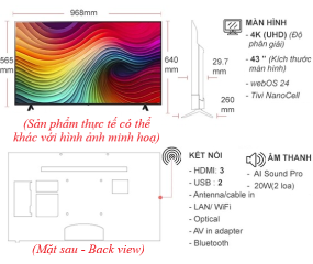 Smart Tivi NanoCell LG 4K 43 inch 43NANO81TSA 2024