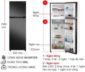 Tủ lạnh Hitachi Inverter 260 lít HRTN5275MFUVN 2024