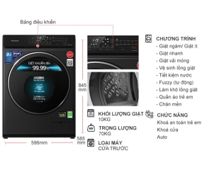 Máy giặt sấy Panasonic Inverter 10 kg NA-S106FR1BV (Sấy 6kg)