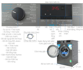 Máy giặt Beko Inverter 9 kg WCV9614XB0STM